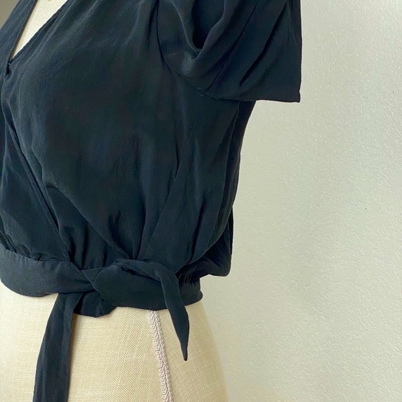 Madewell Black Silk Wrap Top - Picture 7 of 9